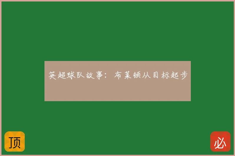 英超球队故事：布莱顿从目标起步